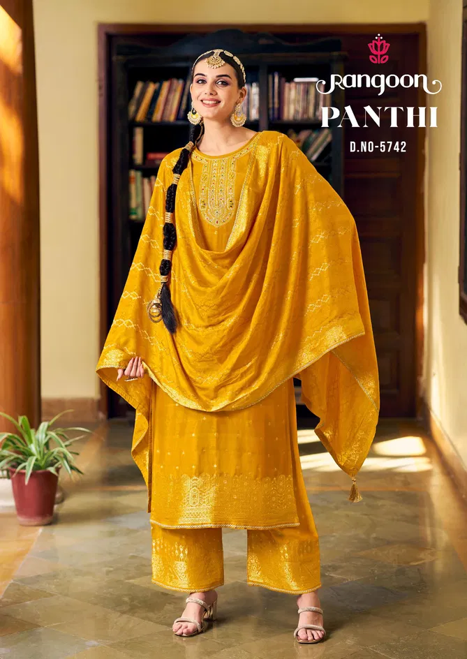 Panthi By Rangoon Muslin Embroidery Readymade Suits Wholesale In India